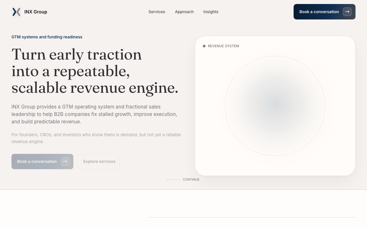 INX Group website, designed and built by Agniora